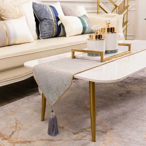 Avigers Modern Luxury Striped Table Runners High Precision Jacquard Table Runner for Home, Art Decor Wedding Beige Blue Green 211117