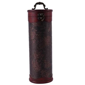 Hooks & Rails Cylinder Vintage Retro Wooden Wine Bottle Storage Gift Box Case Holder