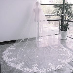 Bästa kvalitet bästa försäljning billig romantisk vit elfenben mantilla slöja katedral längd spetskant slöjor för bröllopsklänningar