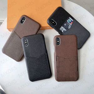 Med låda läderkortplats Telefonfodral för iPhone 12 Mini 11 12Pro 11Pro X XS max XR 8 7 Plus 8Plus 7plus chic case cover