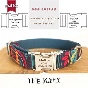 Muttco Grawerowane nazwisko Pet Retailing Specjalny styl etniczny Kolorowe Handmade Soft Dog Collars Self-Utworzony 5 Rozmiary UDC043 210729