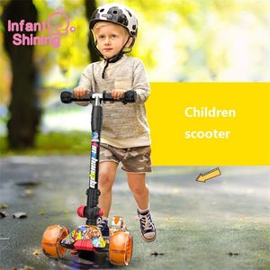 Infantile brillante per bambini scooter pieghevole regolabile altezza regolabile facile rotazione ruote per bambini ragazzi ragazze ruote lampeggianti