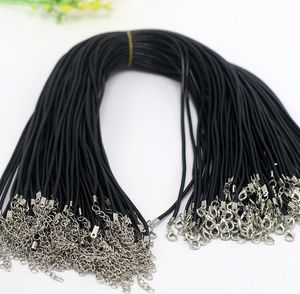100pcs / parti 1,5mm svart vax läder orm kedjor halsband för kvinnor 18-24 tum sladd sträng rep trådkedja diy mode smycken