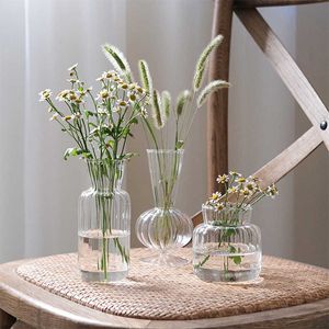 Nordic Glas Blumenvase Blase Flasche geformte Blumenflasche Home Decor kreative transparente hydroponische Vase Hochzeit Tischdekoration 210623