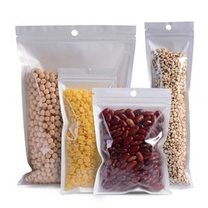 100pcs/lot White Plastic Bag Self Seal Packing Zipper Retail Packages Food Coffee Tea Cookie Storage Bags Empty Pouch
