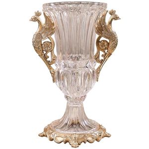 Vasen Kreative Glas Pfau Vase Europäischen Stil Dekoration Moderne Trockenblumen Innen Pflanzenhalter Vaas Blume EH50VA