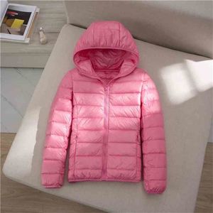 가을 겨울 따뜻한 재킷 패션 여성 슬림 후드 후드 지퍼 기본 outwear 여성 짧은 화이트 오리 코트 Parkas 210525