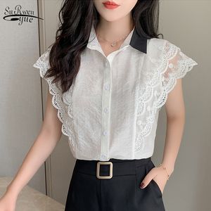 Kore Stil Bayan Üstleri Ve Bluzlar Beyaz Kolsuz Gömlek Blusas Mujer De Moda Yaz Ofis Lady Giyim 10024 210521