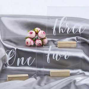 Personalized Acrylic Wedding Table Number Signs Plixglass Numbers With Wood Stand For Rustic Decoration