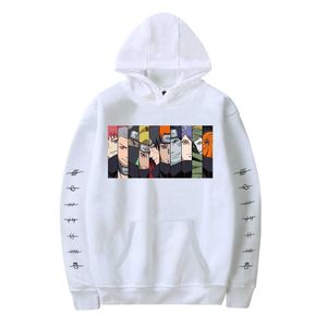 Hot Anime Suéter Uzumaki Akatsuki Sakura Kakashi Sasuke Hoodie Hip Hop Moda Moda Menino / Meninas Casais Hoody Roupa Y0804