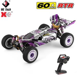 Wltoys 2.4g Racing RC Car 60 km / h Metall Chassi 4WD Road Drift Electric RC Fjärrkontroll Leksaker för vuxna Kids 124019 211029