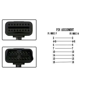 Diagnostiska verktyg 10st 60 cm kabel OBD2 Förlängning 16PIN 8CORE -kontakt