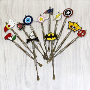 Smoking Wax Tool PP Bag Dab Rig Pipe Accessories Stainless Steel Carving Dabber Tools with Cartoon Stickers