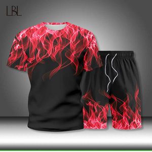 Dress Men Sets Lato 2021 Nowe Casual T-Shirts + Spodenki Sport Suit Streetwear Odzież Jogging Men 2 Piece Set Track Garnitury X0610