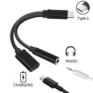 2 W 1 USB C do 3,5 mm Adapter Słuchawki Słuchawki Typ C Ładowanie Audio Aux Adapter dla Samsung S20 Ultra Ultra Note 20 10 Plus S21 IPAD Pro