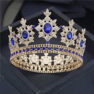 Drop Shipping Circle Diadem Królewska Królowa Król Król Król Kryształ Ślub Korona Bridal Tiaras Korant Głowy Ornament Party Włosy Biżuteria X0625