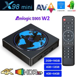 x98mini amlogic S905W2 TV Box Android 11 4G 64GB X98 MINI Support AV1 WiFi BT Media Player 4GB32GB SET TOPBOX