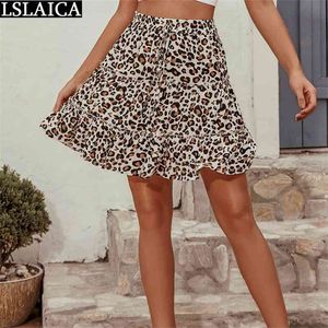 sale skirts womens high waist print mini casual fashion for women office wild streetwear A-line ladies summer 210515