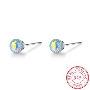 LEKANI Crystals from Swarovski Classic 925 Sterling Silver Bijoux Colorful Bead Ball Minimalist Women Stud Earrings Brincos