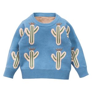 Wiosna Jesień Baby Boys Girls Dzianiny Swetry Kaktus Jacquard Splot Wzór Kids Odzież Sweter 210521