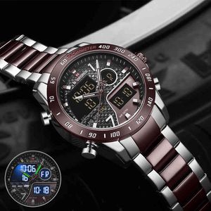 NaviForce zegarki mężczyzn Top Brand Waterproof Sport Watches Mens Quartz Analog Digital Na rękę Relogio Masculino 210517