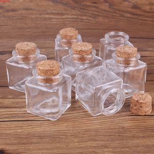 50ml Transparent Square Glass Bottles with Cork Stopper for Wedding DIY Crafts Gift Spice Jars Storage Bottlesgoods