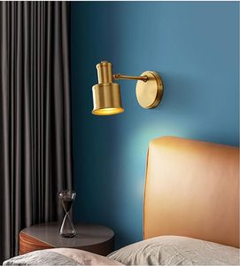 Nordic Copper Wall Lamps Modern Bedroom Bedside Lamp Bathroom Lights Dressing Table Study Corridor Luxury Golden E27