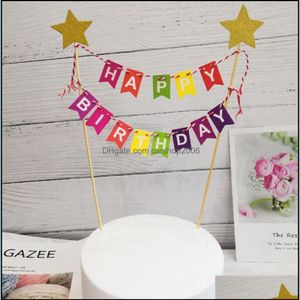 Party Decoration Event & Supplies Festive Home Garden Assembled Happy Birthday Cake Toppers With Colorf Banner For Kids,Men,Girl Suitable Dr