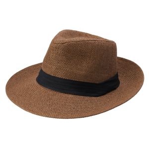 Strand Strohkappen Party Supplies Outdoor-Urlaub Hut Mode Unisex Hüte Sommer Sonne Gras Braid Fedora Trilby Wide Brim Cap ZYY886