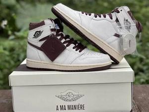 A Ma Maniere x 1 High OG Men Basketball Shoes 1s Sail Burgundy Crush women outdoor Sneakers Trainers Sports DO7097-100 With Original box