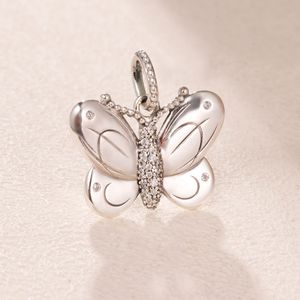 925 Sterling Silver Sparking Butterfly Pendant Charm Bead si adatta ai braccialetti europei Pandora Charm