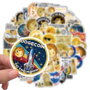 50Pcs-Pack Doge coin Funny Vinyl Sticker Waterproof Stickers for Water Bottle Laptop Planner Scrapbook Phone Wardrobe Wall Door Bumper Box Organizer Bumper Decal