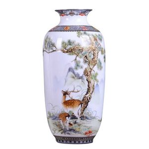 Jingdezhen keramisk vas vintage kinesisk stil djur vas fin slät yta hem dekoration inredning artiklar A610 210623