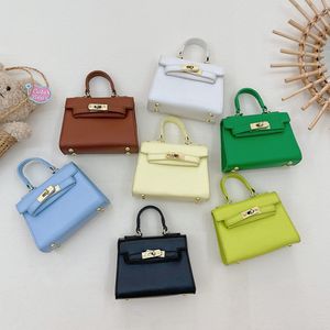 2022 Spring girls candy color handbags children crossbody lipstick bag old kids PU leather one-shoulder bags mini purse A8322