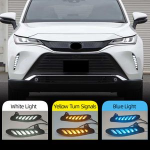 2PCS Car LED Daytime Running Light For Toyota Harrier Venza K-Cross 2020 2021 2022 DRL Flowing Turn Signal White Day Light Fog Lamp