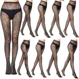Kadınlar Sexy Lingerie Şerit Elastik Çorap Şeffaf Siyah Uzun Fishnet Çorap Çorap Sheer Tayt Nakış Külotlu Çorap X0521