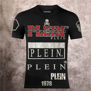 PLEIN BEAR T SHIRT Мужские дизайнерские футболки со стразами Череп Мужские футболки Классические высококачественные хип-хоп уличная футболка Повседневные футболки PB 16022