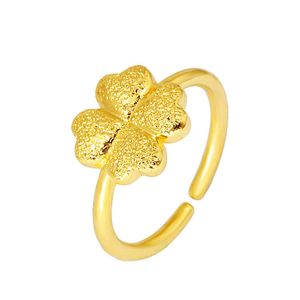 Wholesale clover rings for women resale online - women s Clover k gold plated Band Rings NJGR007 fashion wedding gift women yellow gold plate jewelry ring