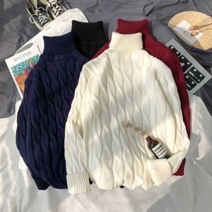 Mens Plus Size 6xl 7xl Sweater for Korean Fashion Trends Knit Clothes Twist Pattern Jumper Autumn Turtleneck Pullover Streetwear Y0907