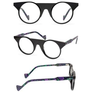 Montature per occhiali da sole alla moda Belight Optical Fancy Design Colorato Acetato Forma rotonda Uomo Donna Vintage Occhiali da vista retrò Montatura Ey