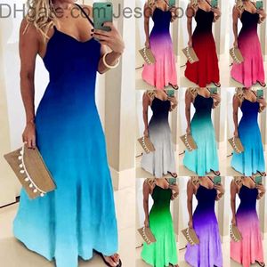 24 Colors Women Maxi Casual Sundress Female Sexy Suspender Backless Tie Dye Colourful Printed Fashion Ladies Long Dresses Plus Sizes