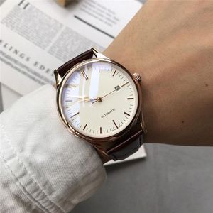Męska luksusowa moda zegarek rozrywka biznes importowany ruch mechaniczny skórzany zegarek wysokiej jakości zegarek