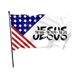 Jesus o caminho, verdade, vida americana 3x5ft bandeiras 100d banners de poliéster interior ao ar livre cor vívida alta qualidade com dois gromes de latão