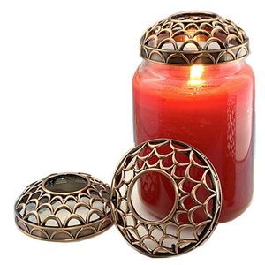 Candle Jar Cover Vintage Flower Patterns Lid Retro Style Decorative Candles Incense Topper Cap Hollow Out Metal Shade Sleeves