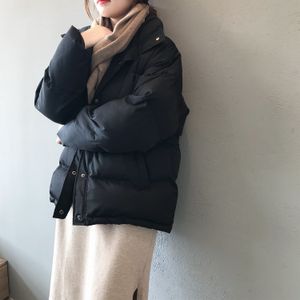 2021 jaqueta de outono feminino casual poliéster único peito acolchoado casaco quente femme parkas preto estilo coreano roupas de inverno