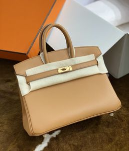 marca Birkinbag BirkinBag25cm Casco della borsa per borsetta di altissima qualità di alta qualità completamente fatta a mano Swift in cuoio in cuoio in pelle cucitura hardware oro e argento molti colori