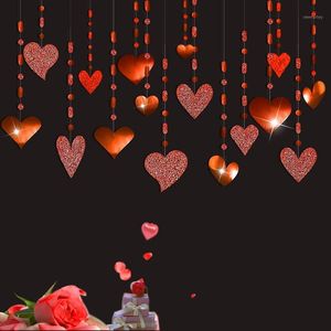 Decorazione per feste 16 pezzi glitter cuore rosso ghirlanda decorazioni appese striscioni striscioni sullo sfondo per il matrimonio di San Valentino