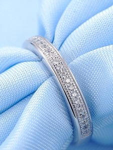 Anelli di barretta della festa nuziale dell'argento massiccio 925 di alta qualità per le donne Gioielli vintage di zircone di cristallo di marca di moda J-012271D