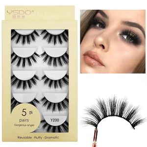 5pairs 3D Faux Mink Eyelashes Dramatic Multilayer False Eyelash Extension Fluffy Handmade Lashes Makeup Tools