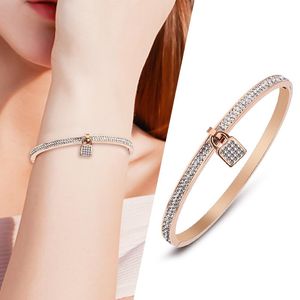 Bangle Fashion prata ouro rosa pingentes para bracele bloqueio zircon cuff fêmea mulher de aço inoxidável 2021 jóias